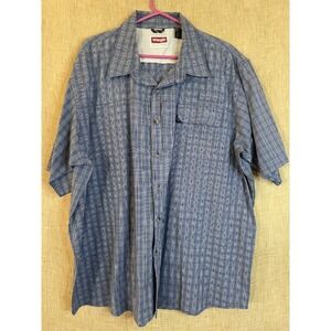 Wrangler Plaid Shirt Vented Back Short Sleeve‎ Button Up Casual 2XL